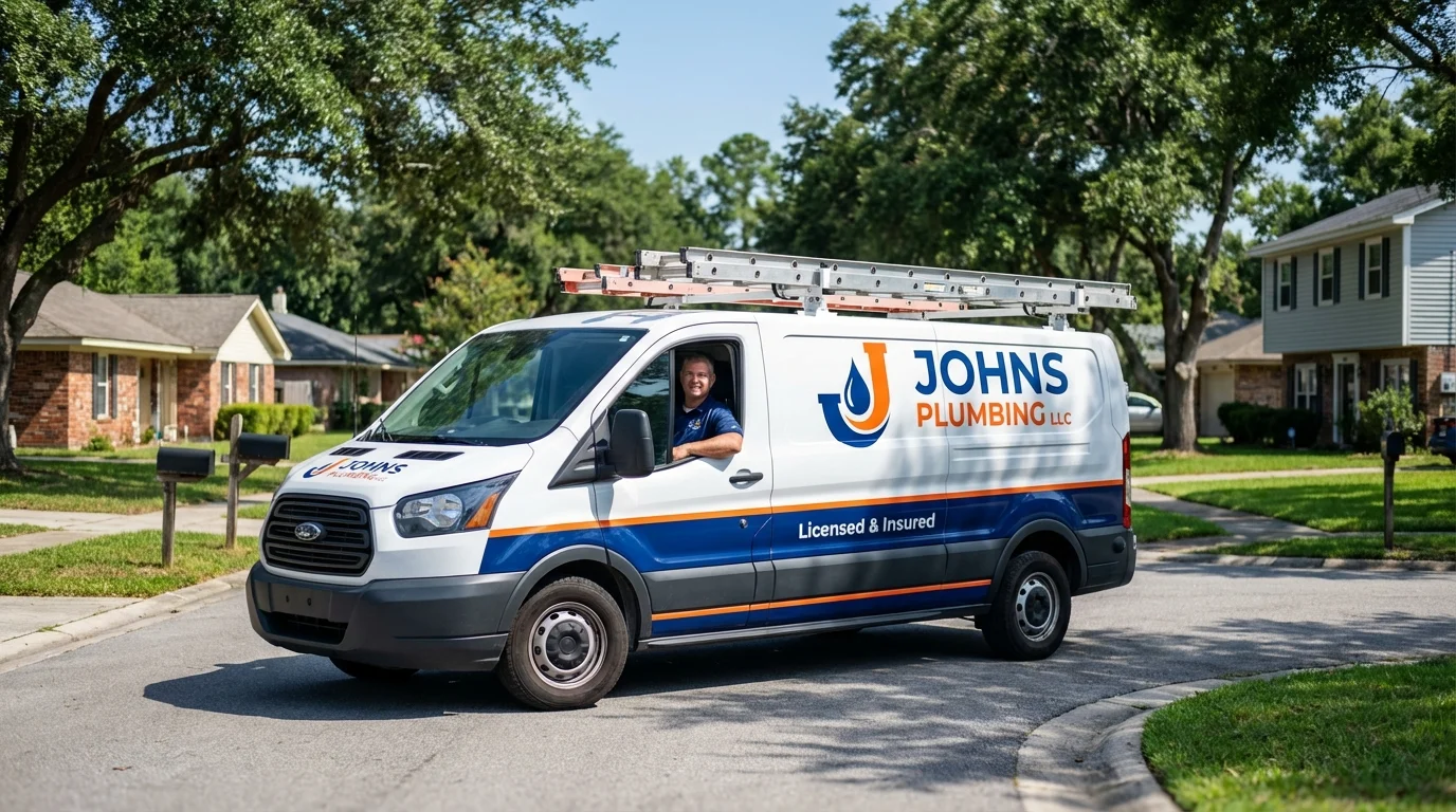 Johns Plumbing LLC service van in Deer Isle, ME