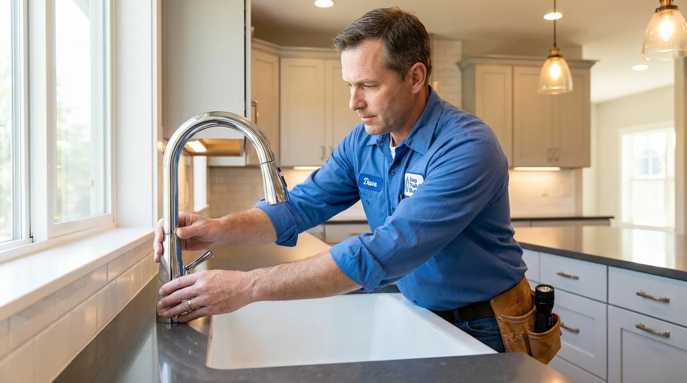 Kitchen faucet installation by Johns Plumbing LLC in Deer Isle