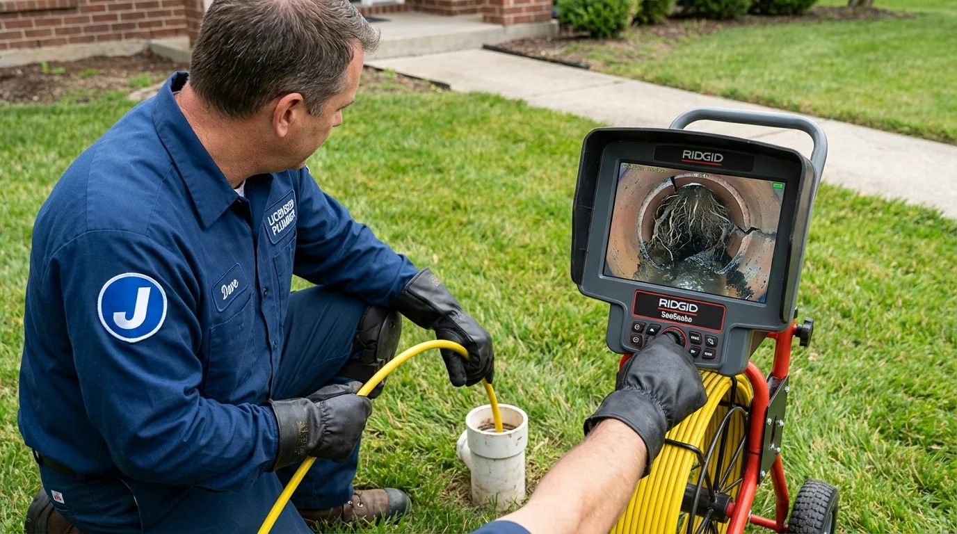 Sewer camera inspection being performed by Johns Plumbing LLC in Deer Isle